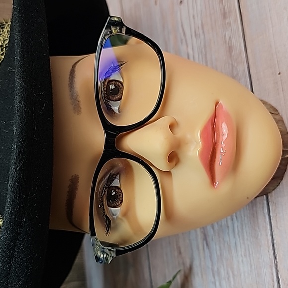 LADIES BLACK & GOLD PLASTIC EYEGLASS FRAMES - Picture 3 of 16